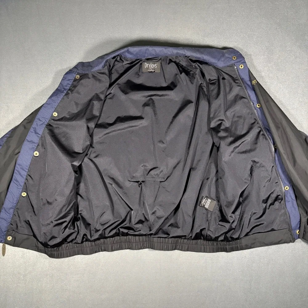 Footjoy DryJoy Water‎ Repel Golf Jacket Full Zip/Button X-Large Navy Plaid/Black